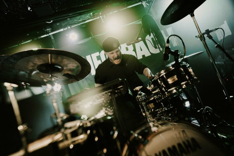 Drummer of Big Special frantically smashing his drumkit in Clwb Ifor Bach, Cardiff. Shot for DIY Magazine.