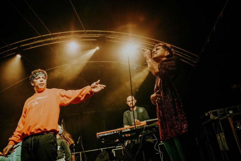 Reggae band Laid Black headlining the main stage at Devauden Festival 2024.
